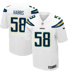 Men's Nike Los Angeles Chargers #58 Nigel Harris Elite White NFL Jersey