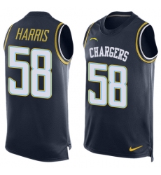 Men's Nike Los Angeles Chargers #58 Nigel Harris Limited Navy Blue Player Name & Number Tank Top NFL Jersey