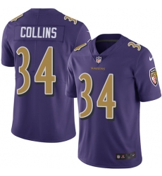 Men's Nike Baltimore Ravens #34 Alex Collins Elite Purple Rush Vapor Untouchable NFL Jersey
