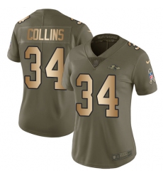 Women's Nike Baltimore Ravens #34 Alex Collins Limited Olive/Gold Salute to Service NFL Jersey