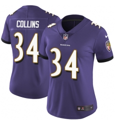 Women's Nike Baltimore Ravens #34 Alex Collins Purple Team Color Vapor Untouchable Limited Player NFL Jersey