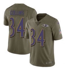 Youth Nike Baltimore Ravens #34 Alex Collins Limited Olive 2017 Salute to Service NFL Jersey