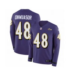 Men's Nike Baltimore Ravens #48 Patrick Onwuasor Limited Purple Therma Long Sleeve NFL Jersey