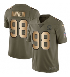 Men's Nike Chicago Bears #98 Mitch Unrein Limited Olive/Gold Salute to Service NFL Jersey