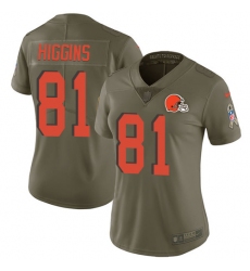 Women's Nike Cleveland Browns #81 Rashard Higgins Limited Olive 2017 Salute to Service NFL Jersey