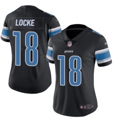 Women's Nike Detroit Lions #18 Jeff Locke Limited Black Rush Vapor Untouchable NFL Jersey