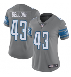 Women's Nike Detroit Lions #43 Nick Bellore Limited Steel Rush Vapor Untouchable NFL Jersey