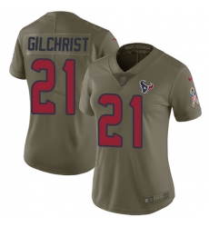 Women's Nike Houston Texans #21 Marcus Gilchrist Limited Olive 2017 Salute to Service NFL Jersey