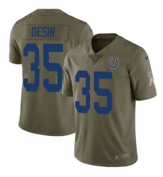 Youth Nike Indianapolis Colts #35 Pierre Desir Limited Olive 2017 Salute to Service NFL Jersey