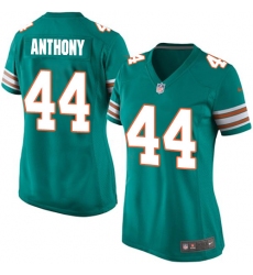 Women's Nike Miami Dolphins #44 Stephone Anthony Game Aqua Green Alternate NFL Jersey
