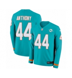 Youth Nike Miami Dolphins #44 Stephone Anthony Limited Aqua Therma Long Sleeve NFL Jersey