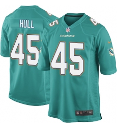 Men's Nike Miami Dolphins #45 Mike Hull Game Aqua Green Team Color NFL Jersey