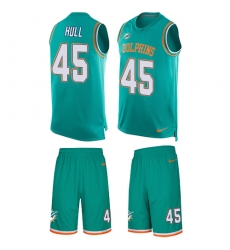 Men's Nike Miami Dolphins #45 Mike Hull Limited Aqua Green Tank Top Suit NFL Jersey