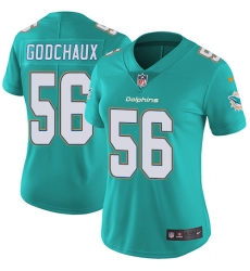 Women's Nike Miami Dolphins #56 Davon Godchaux Aqua Green Team Color Vapor Untouchable Limited Player NFL Jersey