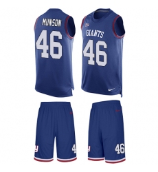 Men's Nike New York Giants #46 Calvin Munson Limited Royal Blue Tank Top Suit NFL Jersey