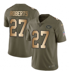 Men's Nike New York Jets #27 Darryl Roberts Limited Olive/Gold 2017 Salute to Service NFL Jersey