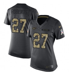 Women's Nike New York Jets #27 Darryl Roberts Limited Black 2016 Salute to Service NFL Jersey