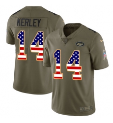 Youth Nike New York Jets #14 Jeremy Kerley Limited Olive/USA Flag 2017 Salute to Service NFL Jersey