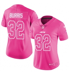 Women's Nike New York Jets #32 Juston Burris Limited Pink Rush Fashion NFL Jersey