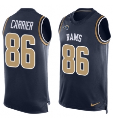 Men's Nike Los Angeles Rams #86 Derek Carrier Limited Navy Blue Player Name & Number Tank Top NFL Jersey