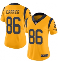 Women's Nike Los Angeles Rams #86 Derek Carrier Limited Gold Rush Vapor Untouchable NFL Jersey