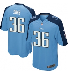 Men's Nike Tennessee Titans #36 LeShaun Sims Game Light Blue Team Color NFL Jersey