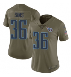 Women's Nike Tennessee Titans #36 LeShaun Sims Limited Olive 2017 Salute to Service NFL Jersey