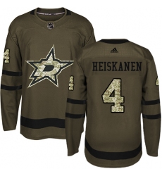 Men's Adidas Dallas Stars #4 Miro Heiskanen Authentic Green Salute to Service NHL Jersey