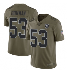 Men's Nike Oakland Raiders #53 NaVorro Bowman Limited Olive 2017 Salute to Service NFL Jersey
