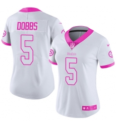Women's Nike Pittsburgh Steelers #5 Joshua Dobbs Limited White/Pink Rush Fashion NFL Jersey