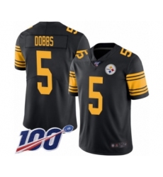 Youth Pittsburgh Steelers #5 Joshua Dobbs Limited Black Rush Vapor Untouchable 100th Season Football Jersey