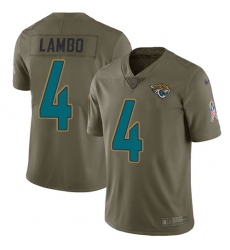 Youth Nike Jacksonville Jaguars #4 Josh Lambo Limited Olive 2017 Salute to Service NFL Jersey