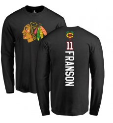 NHL Adidas Chicago Blackhawks #11 Cody Franson Black Backer Long Sleeve T-Shirt