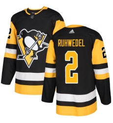 Men's Adidas Pittsburgh Penguins #2 Chad Ruhwedel Authentic Black Home NHL Jersey