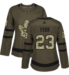 Women's Adidas Toronto Maple Leafs #23 Eric Fehr Authentic Green Salute to Service NHL Jersey