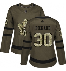 Women's Adidas Toronto Maple Leafs #30 Calvin Pickard Authentic Green Salute to Service NHL Jersey