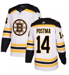 Women's Adidas Boston Bruins #14 Paul Postma Authentic White Away NHL Jersey