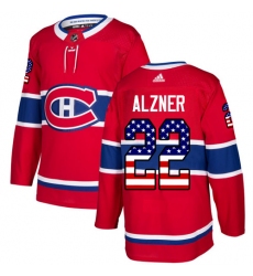 Men's Adidas Montreal Canadiens #22 Karl Alzner Authentic Red USA Flag Fashion NHL Jersey