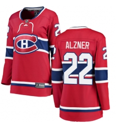 Women's Montreal Canadiens #22 Karl Alzner Authentic Red Home Fanatics Branded Breakaway NHL Jersey