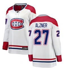 Women's Montreal Canadiens #27 Karl Alzner Authentic White Away Fanatics Branded Breakaway NHL Jersey
