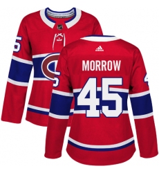 Women's Adidas Montreal Canadiens #45 Joe Morrow Premier Red Home NHL Jersey