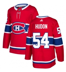 Men's Adidas Montreal Canadiens #54 Charles Hudon Authentic Red Home NHL Jersey