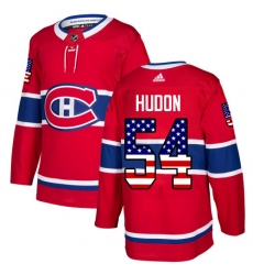 Men's Adidas Montreal Canadiens #54 Charles Hudon Authentic Red USA Flag Fashion NHL Jersey