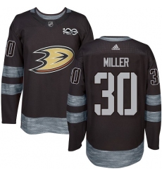 Men's Adidas Anaheim Ducks #30 Ryan Miller Authentic Black 1917-2017 100th Anniversary NHL Jersey