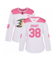 Women's Anaheim Ducks #38 Derek Grant Authentic White Pink Fashion Hockey Jersey