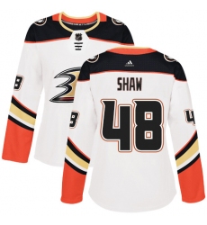 Women's Adidas Anaheim Ducks #48 Logan Shaw Authentic White Away NHL Jersey