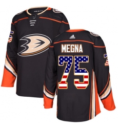 Youth Adidas Anaheim Ducks #75 Jaycob Megna Authentic Black USA Flag Fashion NHL Jersey