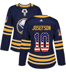 Women's Adidas Buffalo Sabres #10 Jacob Josefson Authentic Navy Blue USA Flag Fashion NHL Jersey