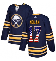 Men's Adidas Buffalo Sabres #17 Jordan Nolan Authentic Navy Blue USA Flag Fashion NHL Jersey