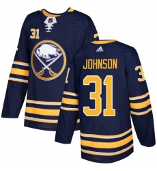 Youth Adidas Buffalo Sabres #31 Chad Johnson Authentic Navy Blue Home NHL Jersey